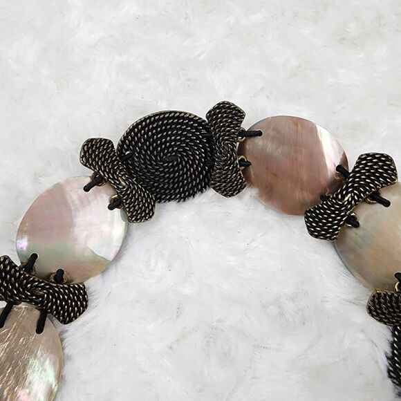 Seashell and Pewter Elastic Fashion Belt - Picture 4 of 11